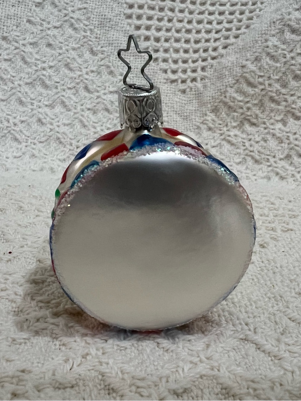 West Germany Glass Drum Christmas Ornament - Red, Gold, Green, Blue - Picture 3 of 4